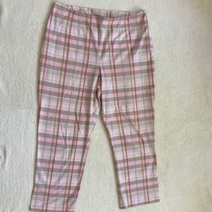 Ann Taylor Side Zip Pink Plaid Pants. Size 14